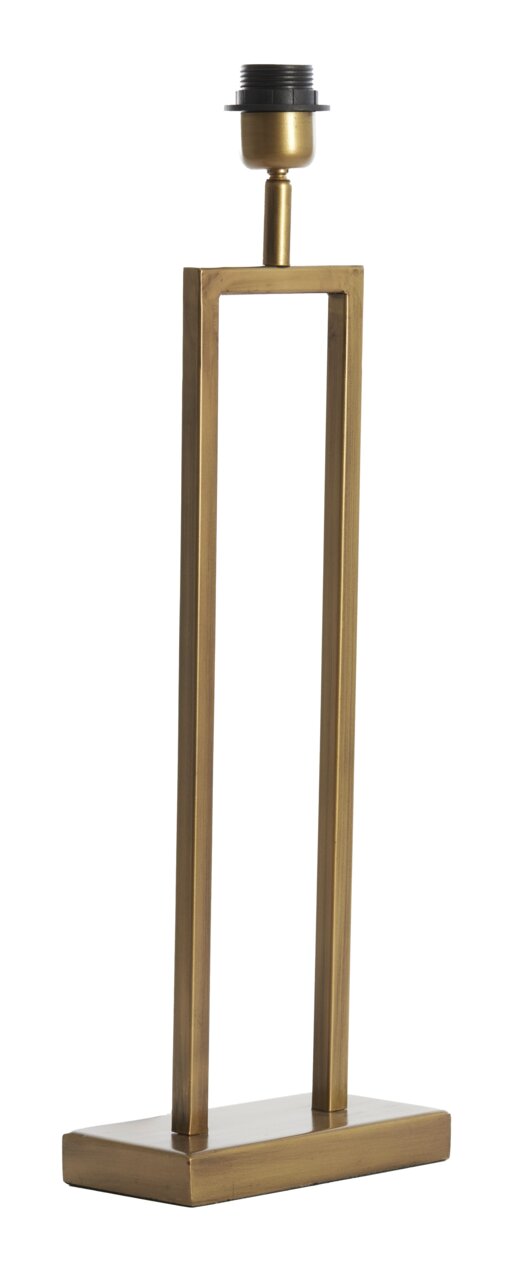 Moderner Lampenfuß aus Metall in rechteckiger Form, seitliche Perspektive