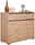 Holz-Sideboard der Serie LINE von BOXXX mit drei Türen, dekoriert mit Vasen und einer Lampe, seitliche Perspektive