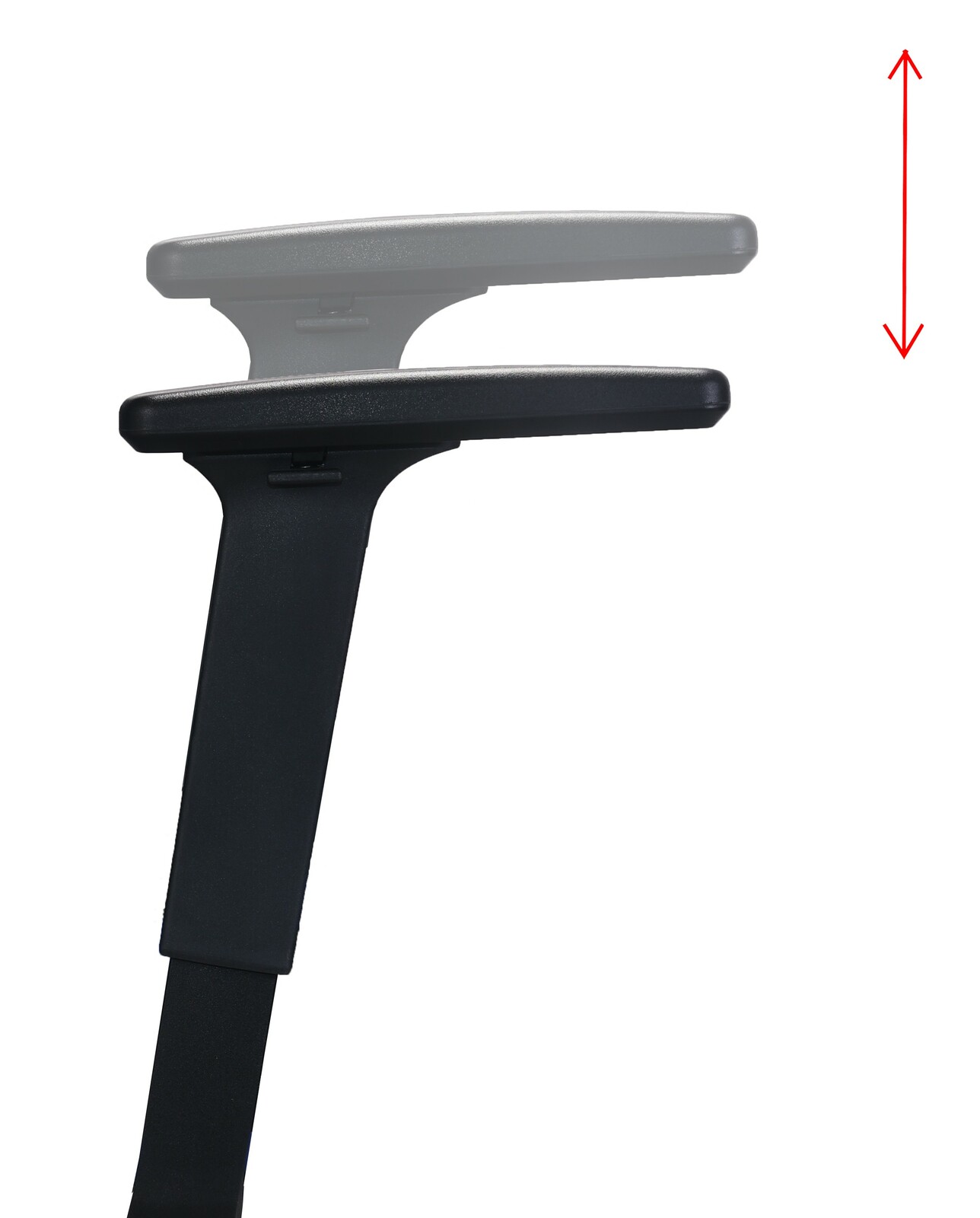 Höhenverstellbare Armlehne eines Gaming-Stuhls, seitliche Perspektive