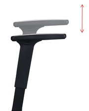 Höhenverstellbare Armlehne eines Gaming-Stuhls, seitliche Perspektive