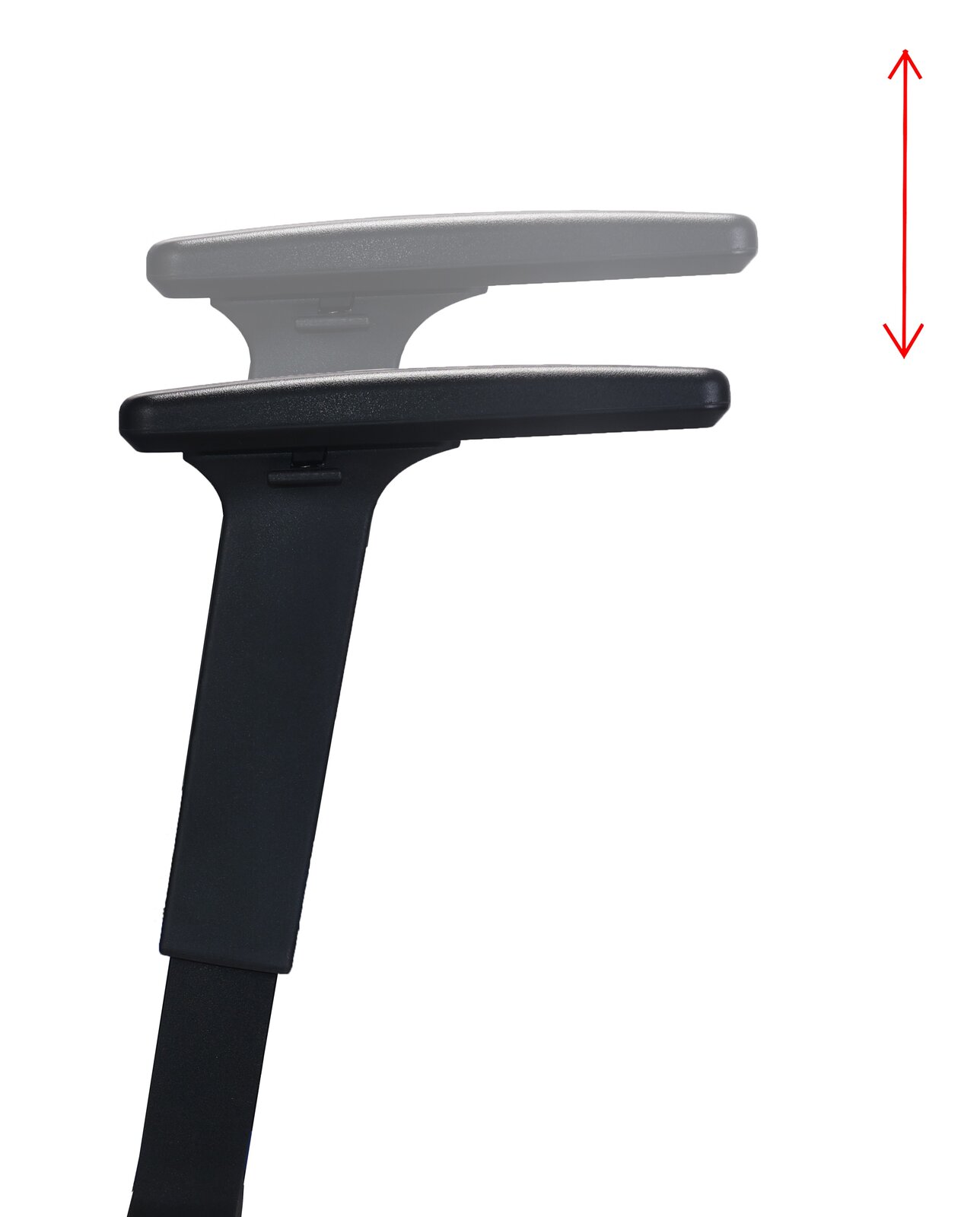 Höhenverstellbare Armlehne eines Gaming-Stuhls, seitliche Perspektive