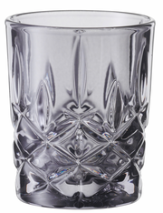 Kristallglas mit elegantem Schliffmuster, seitliche Perspektive