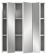 Spiegelschrank mit geöffneten Türen, frontale Ansicht