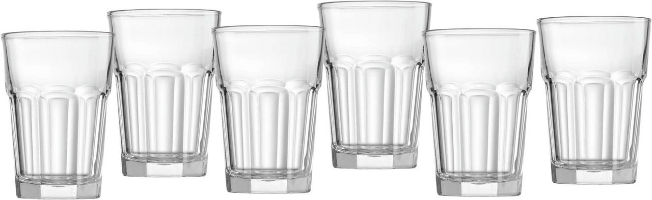 Ritzenhoff & Breker Longdrinkgläser 6er-Set RIAD Sechs Longdrinkgläser Riad mit 350 ml Fassungsvermögen, frontal abgebildet.