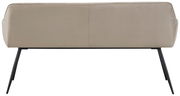 Rückansicht einer modernen Sitzbank mit beigem Polster und schwarzen Metallbeinen.