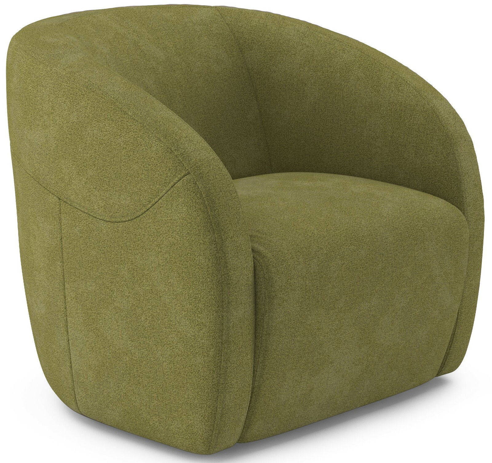 Lounge Handmade Sessel MATERA Grüner Sessel mit abgerundeten Armlehnen, seitliche Perspektive