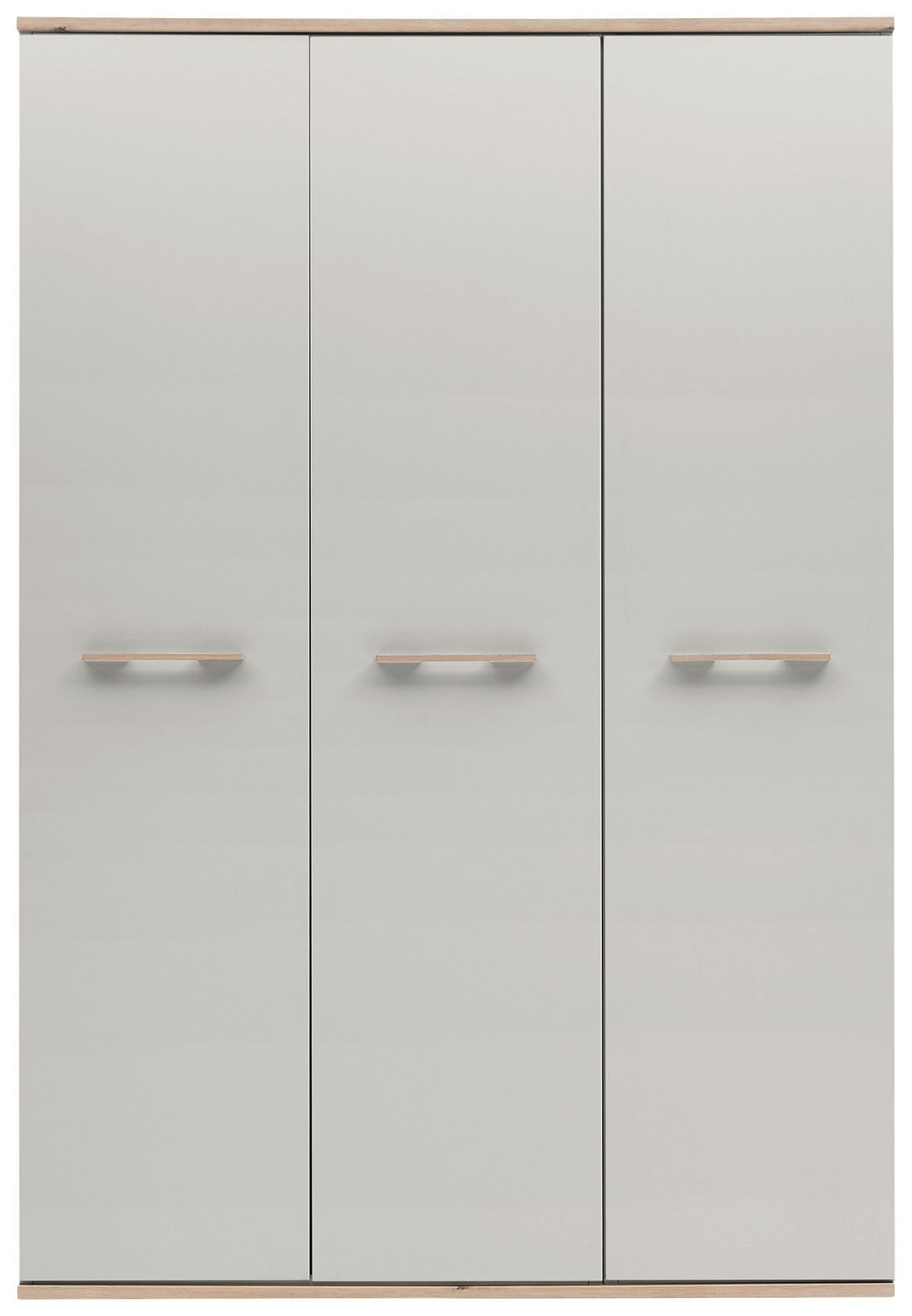 Venda Drehtürenschrank 3-türig MANHATTAN Drehtürenschrank 3-türig in Frontalansicht mit schlichtem Design und Holzgriffen.