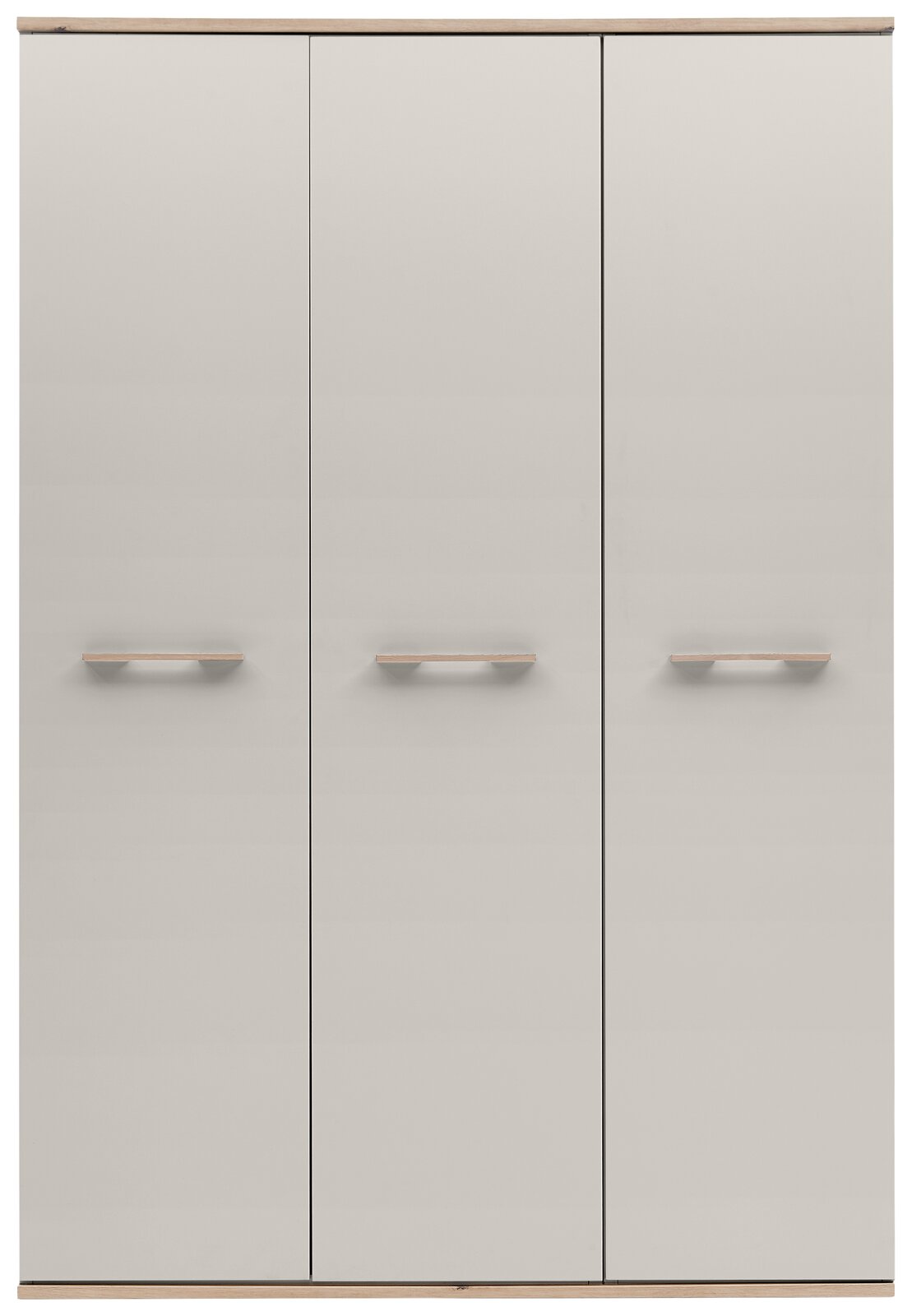 Venda Drehtürenschrank 3-türig MANHATTAN Drehtürenschrank 3-türig in Frontalansicht mit schlichtem Design und Holzgriffen.