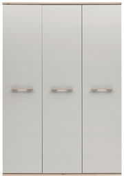 Drehtürenschrank 3-türig in Frontalansicht mit schlichtem Design und Holzgriffen.