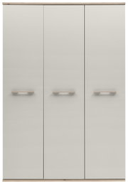 Drehtürenschrank 3-türig in Frontalansicht mit schlichtem Design und Holzgriffen.