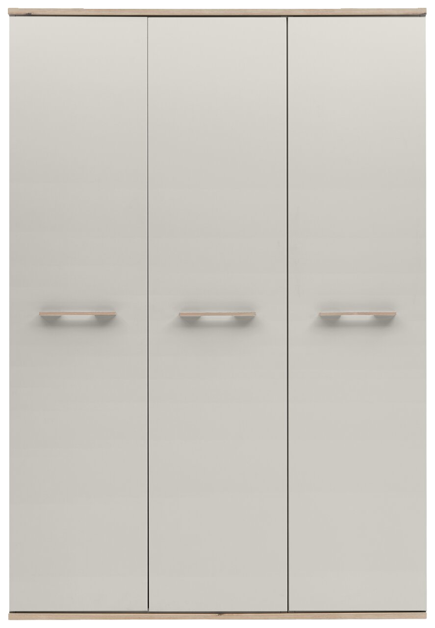 Drehtürenschrank 3-türig in Frontalansicht mit schlichtem Design und Holzgriffen.