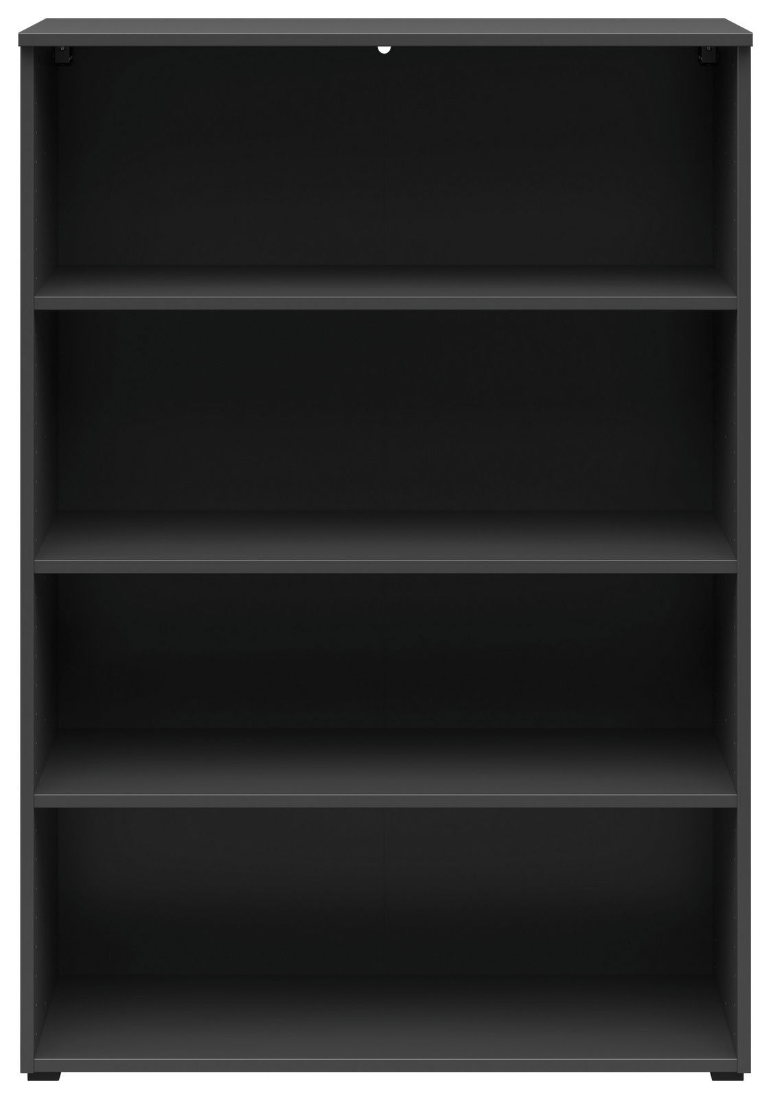 Carryhome Regal MULTISTAURAUM Schwarzes Regal mit vier Einlegeböden, frontale Ansicht