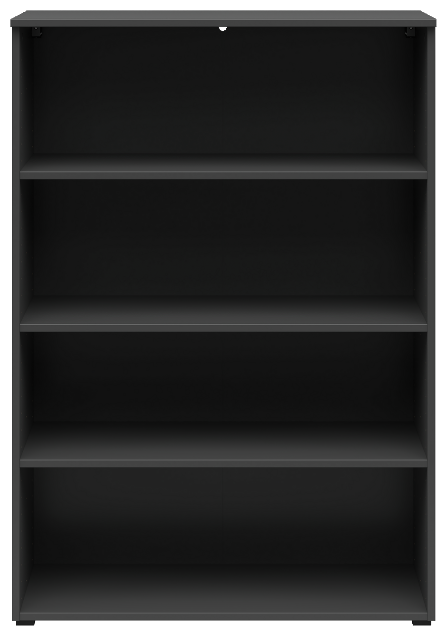 Carryhome Regal MULTISTAURAUM Schwarzes Regal mit vier Einlegeböden, frontale Ansicht