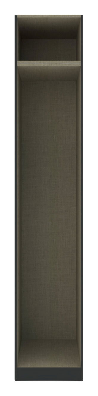 Hom´in Kleiderschrank Korpus UNIT Vorderansicht eines Kleiderschrank-Korpus mit zwei Fächern, schlichtes Design in dunkler Farbe.