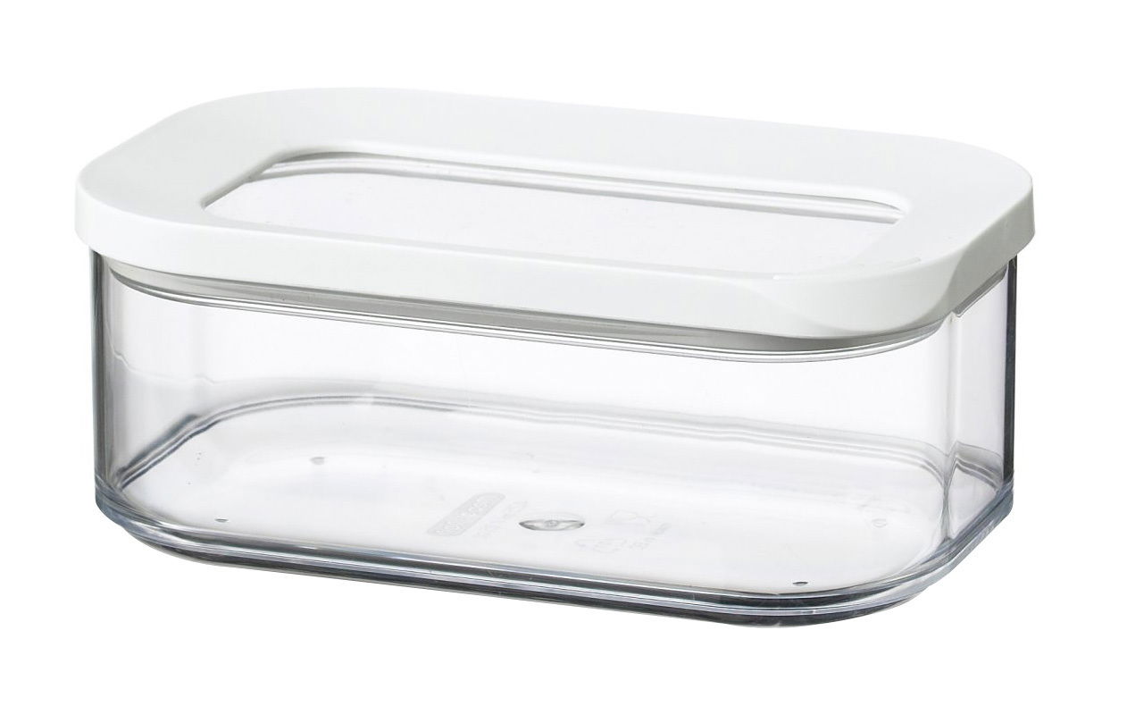 Transparente Vorratsdose Modula 425 ml mit weißem Deckel, seitliche Perspektive