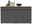 Frontale Ansicht eines modernen, grauen Sideboards mit Holzplatte, dekoriert mit stilvollen Vasen und Schalen.