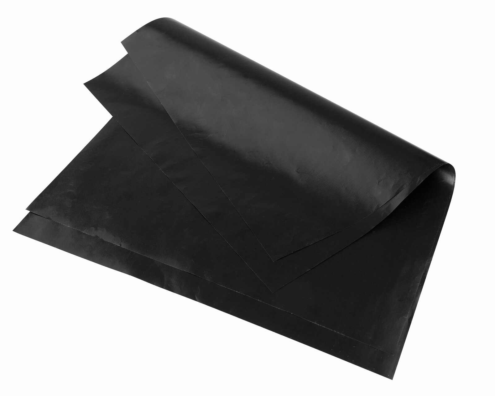 Schwarze Dauerbackfolie, 2er Set, in einer leicht gewellten Perspektive dargestellt.