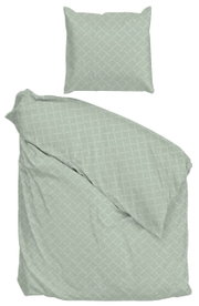 Bettwäsche-Set in sanftem Grün mit geometrischem Muster, Draufsicht