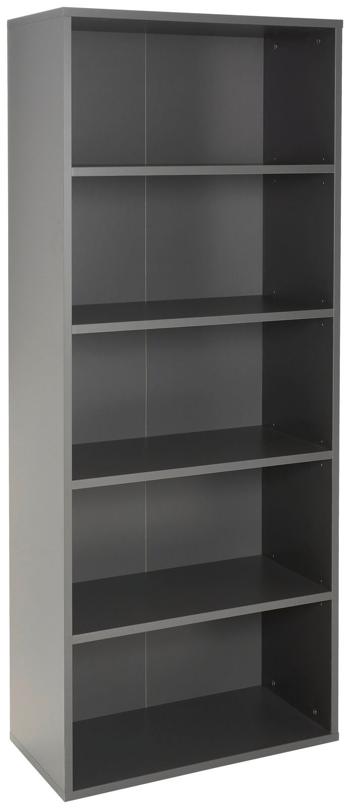 Novel Aktenregal RENTON Graues Aktenregal mit fünf offenen Fächern, frontal betrachtet.