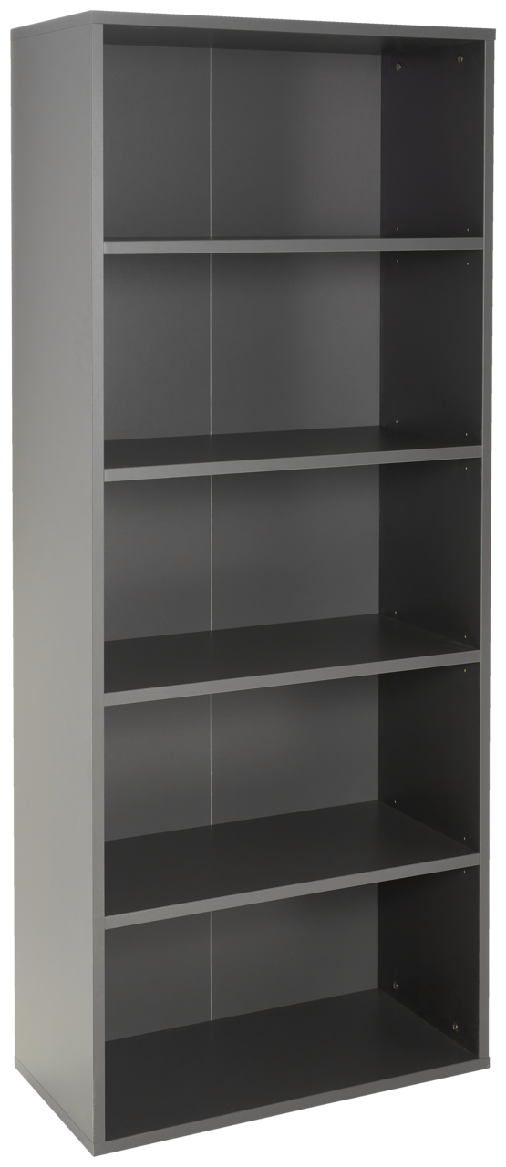 Novel Aktenregal RENTON Graues Aktenregal mit fünf offenen Fächern, frontal betrachtet.