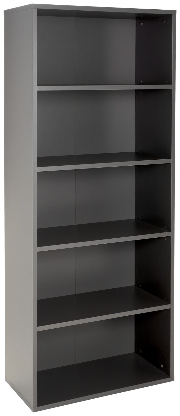Novel Aktenregal RENTON Graues Aktenregal mit fünf offenen Fächern, frontal betrachtet.