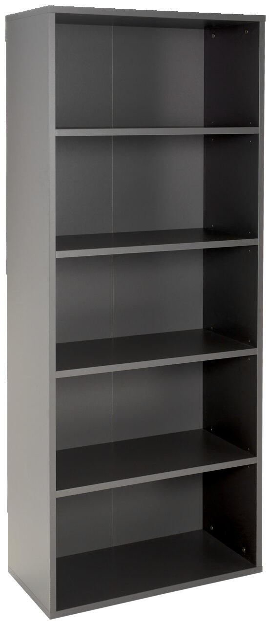 Novel Aktenregal RENTON Graues Aktenregal mit fünf offenen Fächern, frontal betrachtet.