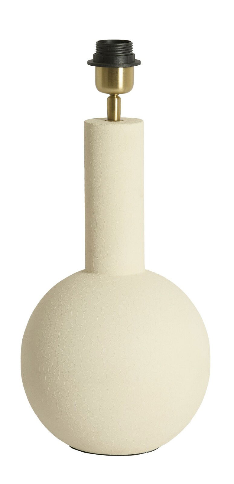 Beiger Lampenfuß mit runder Basis und zylindrischem Hals, seitliche Perspektive