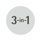 3-in-1 Symbol auf grauem Hintergrund, Vorderansicht