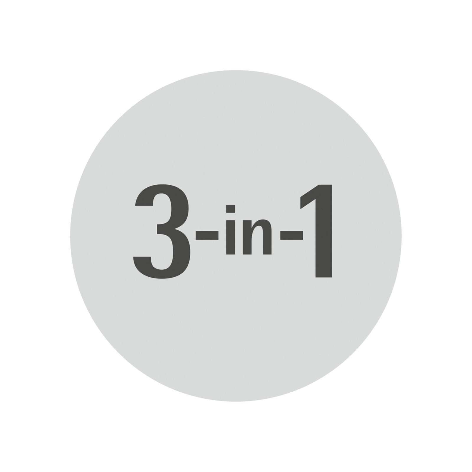 3-in-1 Symbol auf grauem Hintergrund, Vorderansicht
