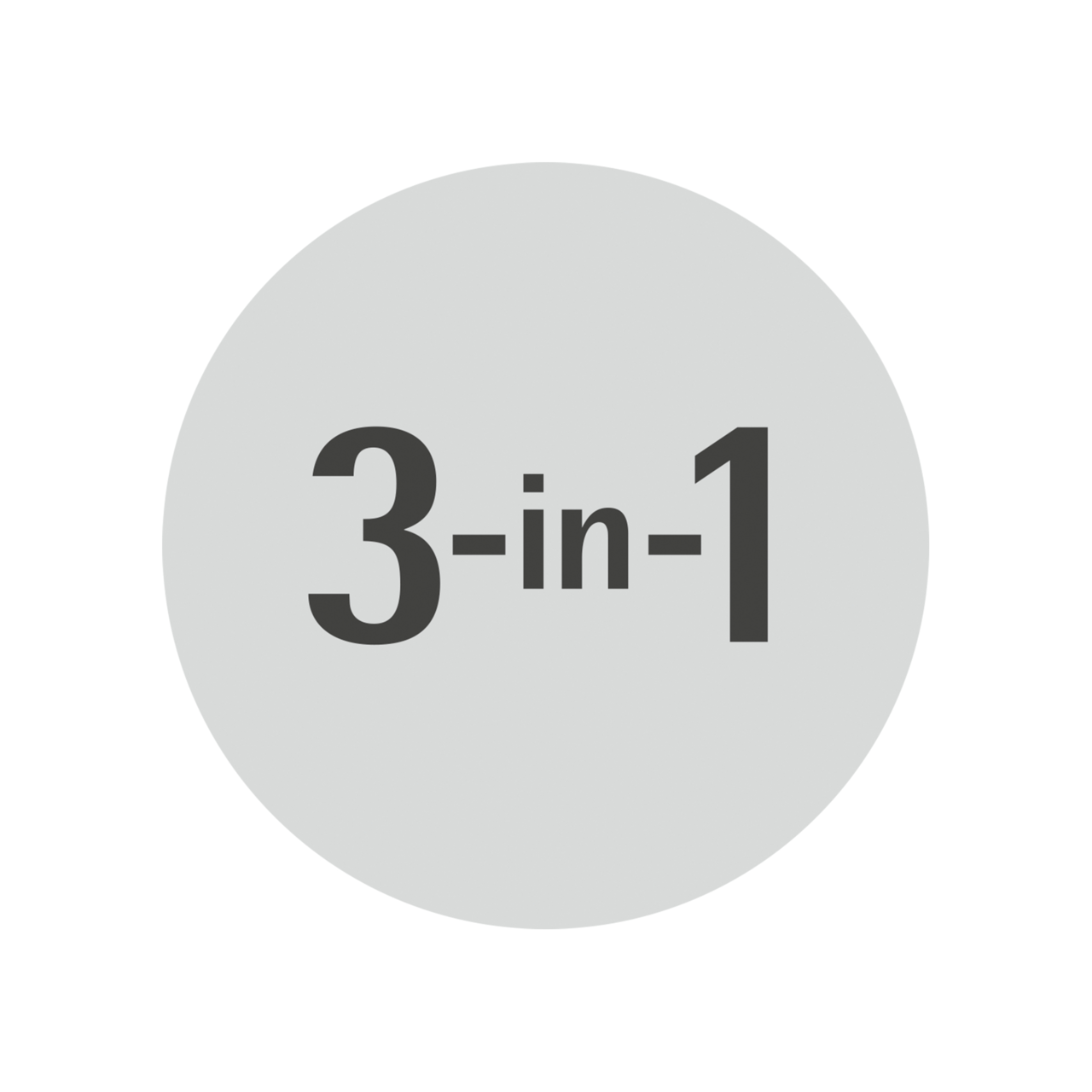3-in-1 Symbol auf grauem Hintergrund, Vorderansicht