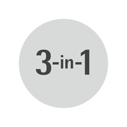 3-in-1 Symbol auf grauem Hintergrund, Vorderansicht