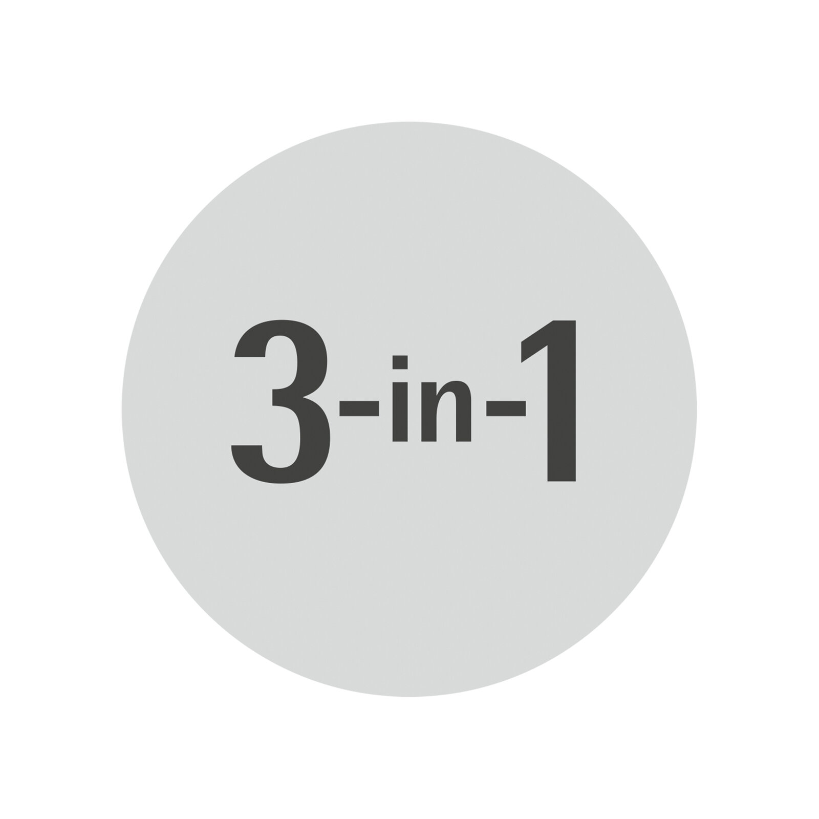 3-in-1 Symbol auf grauem Hintergrund, Vorderansicht