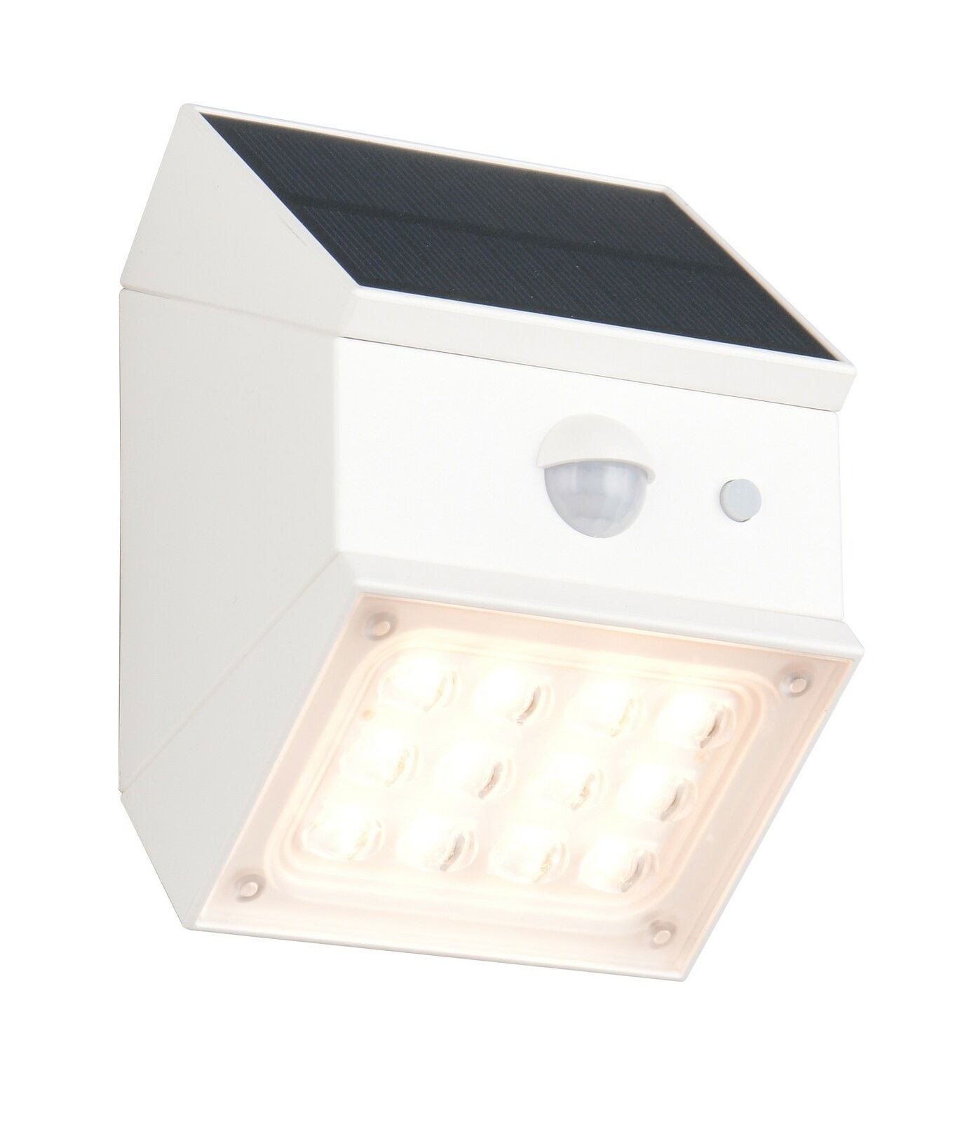 Reality Leuchten LED-Solar-Aussenwandleuchte TALCA LED-Solar-Außenwandleuchte mit Bewegungsmelder, seitliche Perspektive