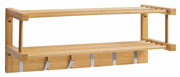 Wandgarderobe aus Bambus mit zwei Ablagen und vier Haken, seitliche Perspektive