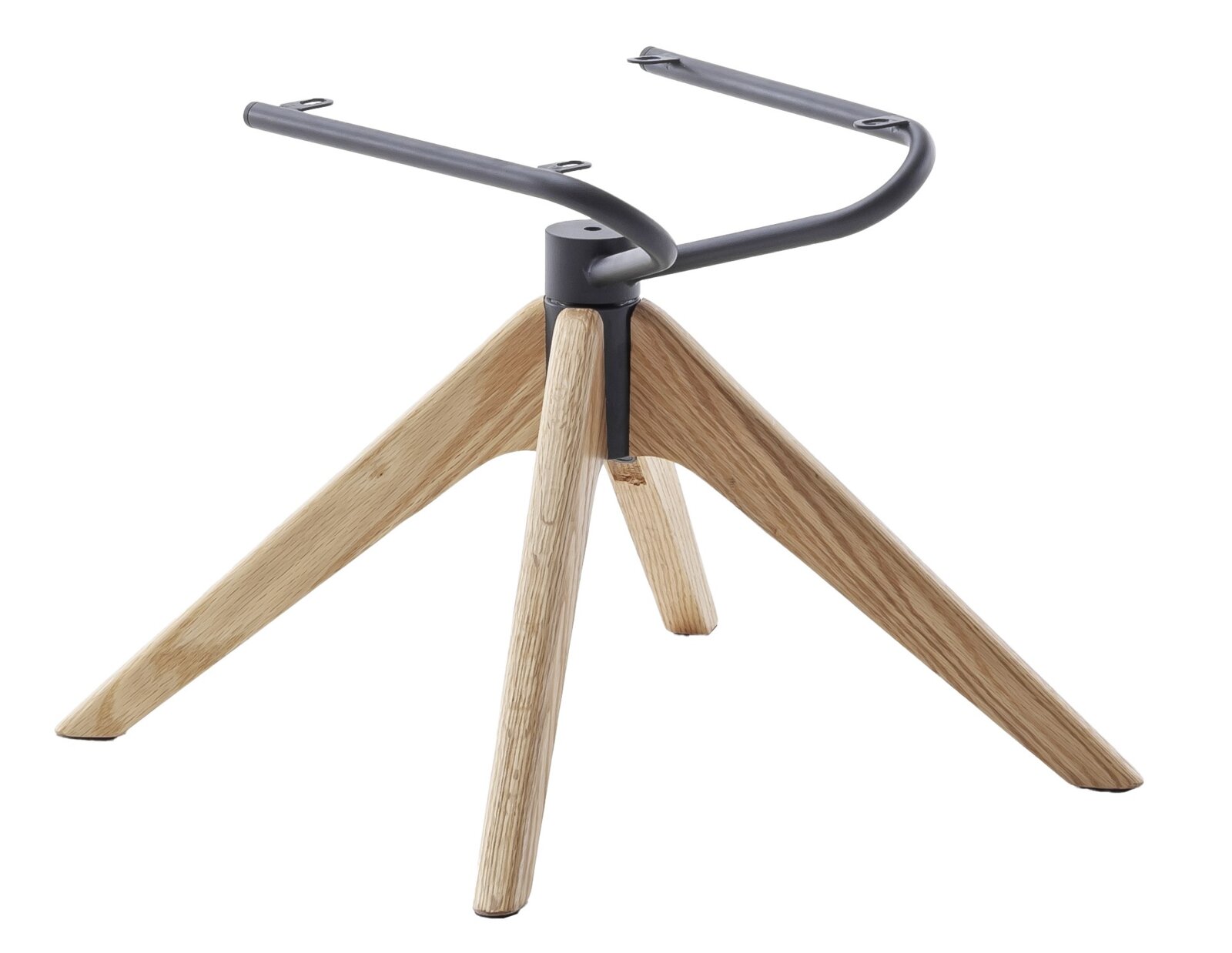 Stuhlgestell aus Holz und Metall, seitliche Perspektive