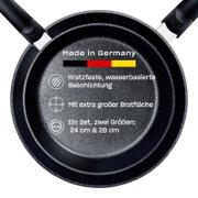 Pfannenset Adamant Comfort, Draufsicht, Made in Germany, kratzfeste wasserbasierte Beschichtung, extra große Bratfläche, zwei Größen: 24 cm & 28 cm