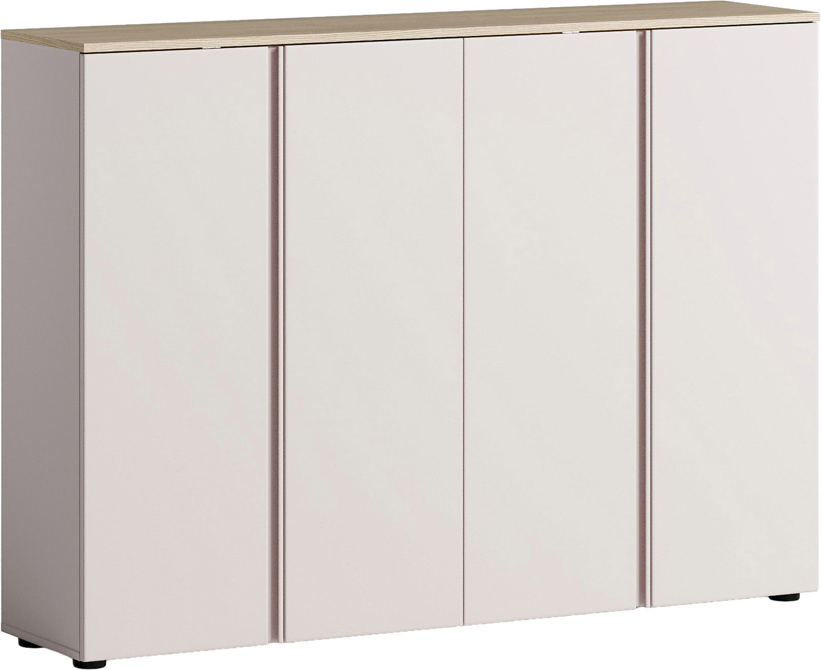 Voleo XXL-Schuhschrank Moderner XXL-Schuhschrank mit drei Türen in heller Farbe, Frontansicht