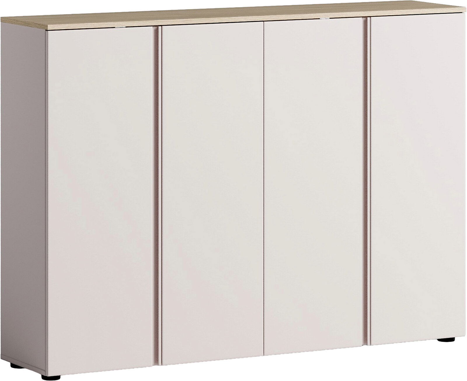 Moderner XXL-Schuhschrank mit drei Türen in heller Farbe, Frontansicht