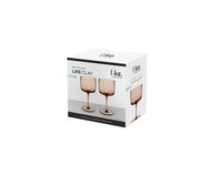 Weinkelch Set 2-tlg. in einer Verpackung mit zwei braunen Gläsern, seitliche Perspektive