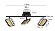 LED-Strahler mit drei verstellbaren Leuchten, schwarze Halterung, seitliche Perspektive