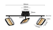 LED-Strahler mit drei verstellbaren Leuchten, schwarze Halterung, seitliche Perspektive