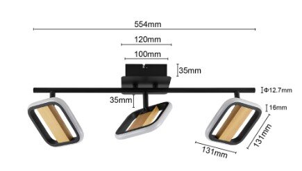 LED-Strahler mit drei verstellbaren Leuchten, schwarze Halterung, seitliche Perspektive