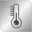 Symbol eines Thermometers auf silbernem Hintergrund, Vorderansicht