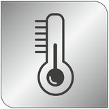 Symbol eines Thermometers auf silbernem Hintergrund, Vorderansicht
