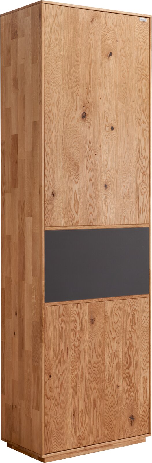 Waldwelt Garderobenschrank AVANTI Garderobenschrank aus Holz mit natürlicher Maserung und dunklem Akzent, seitliche Perspektive