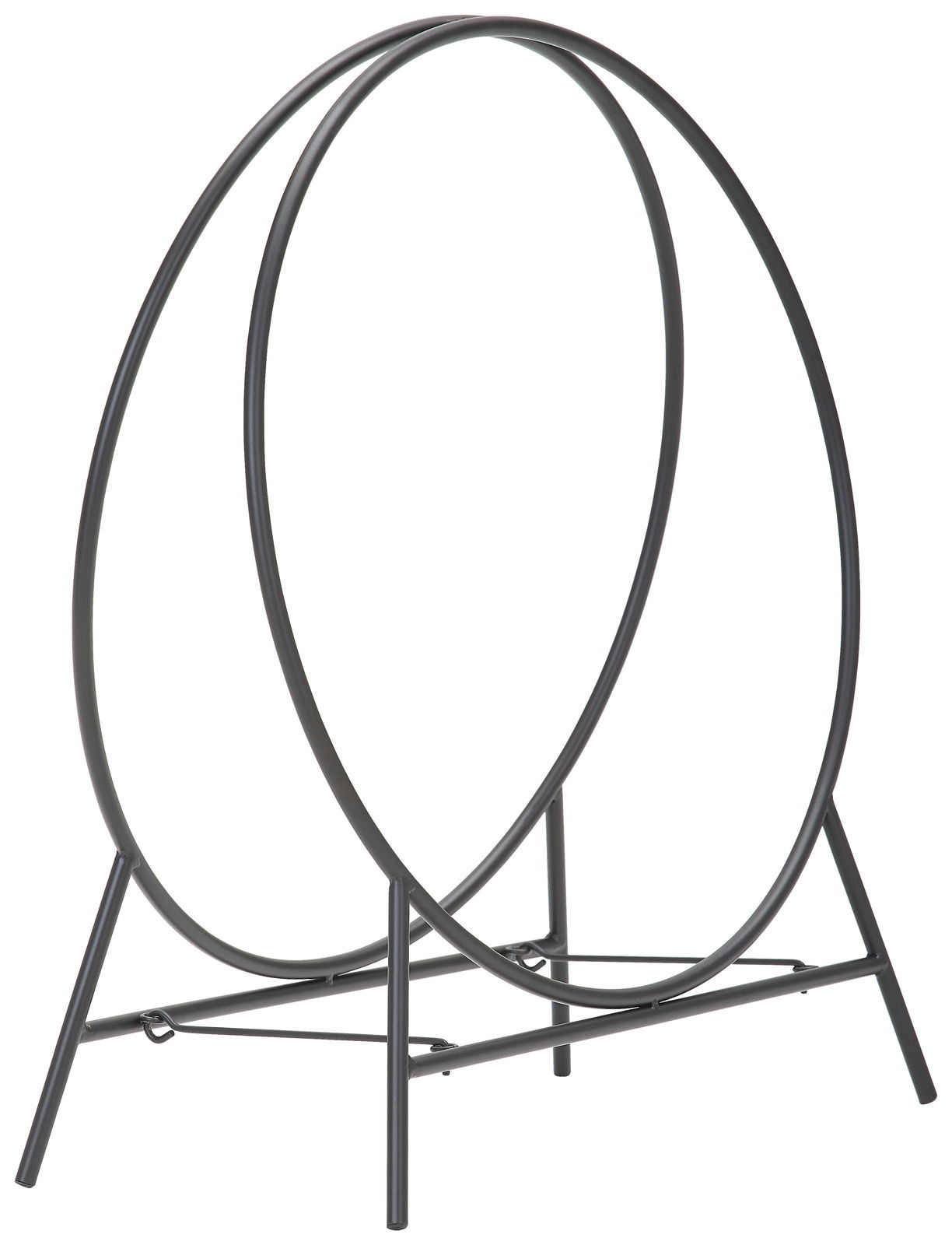 Moderner Kaminholzständer aus Metall in seitlicher Perspektive