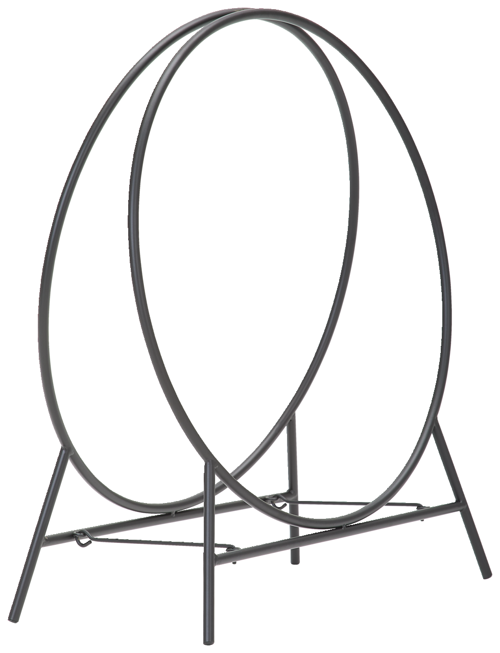 Moderner Kaminholzständer aus Metall in seitlicher Perspektive