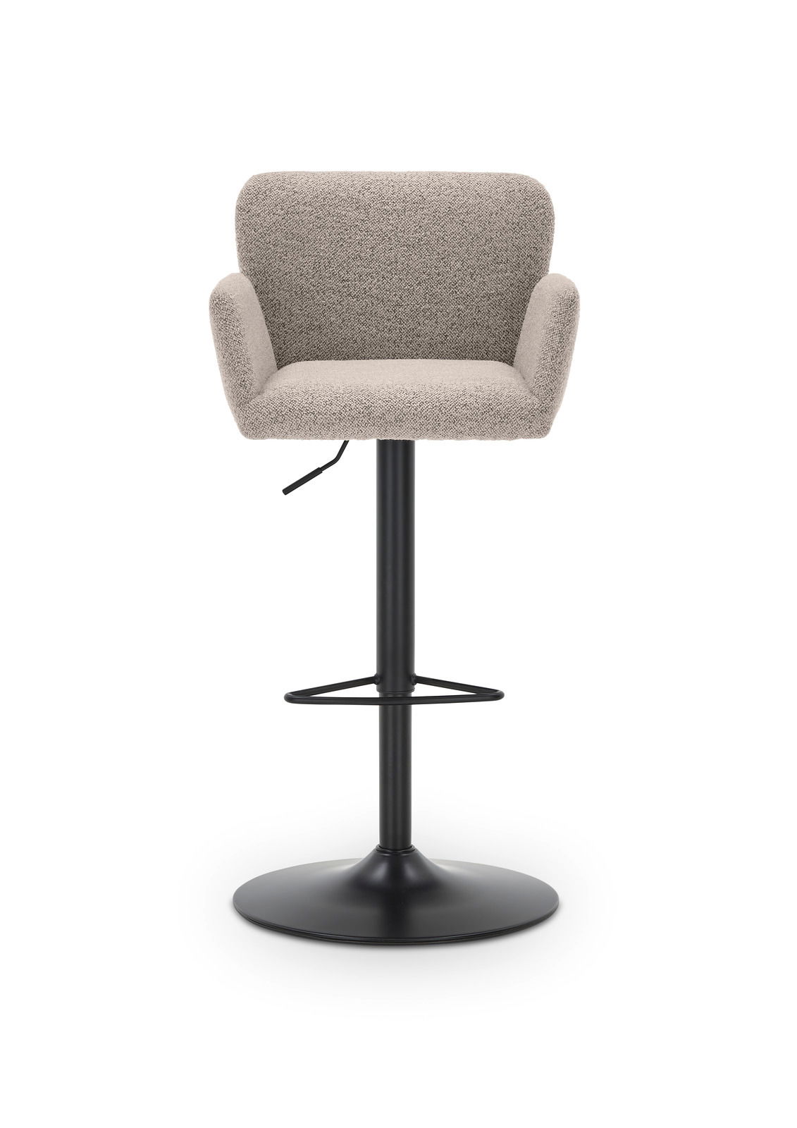 Barhocker Set One Salinas in Frontalansicht mit gepolstertem Sitz und schwarzem Metallfuß