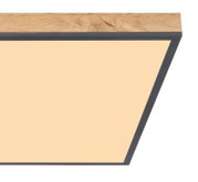 Moderne Deckenleuchte mit Holzrahmen, seitliche Perspektive