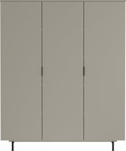 Moderner dreitüriger Kleiderschrank in grauer Farbe, Frontalansicht